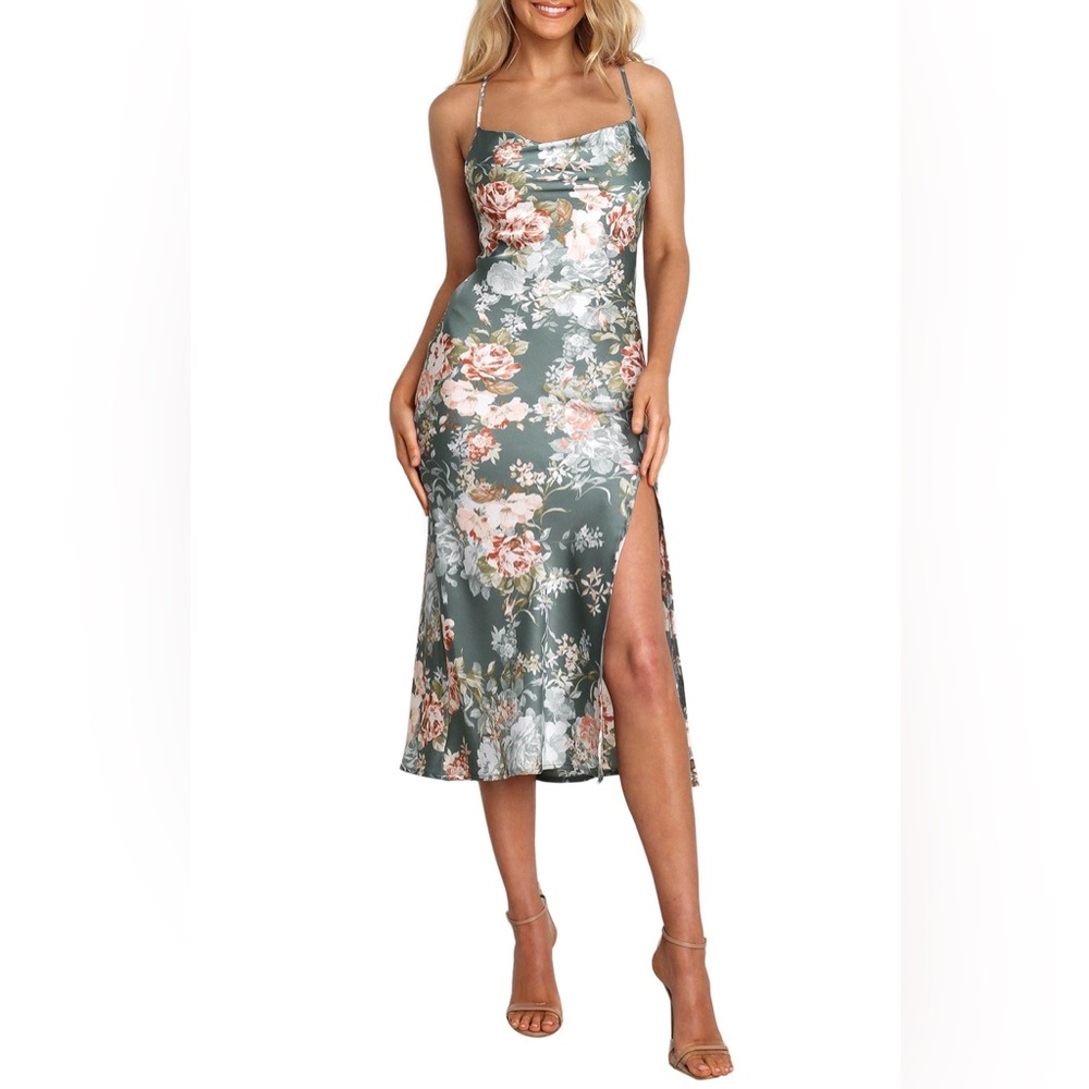 Petal & Pup Green Bodycon Midi Dress Spaghetti Strap